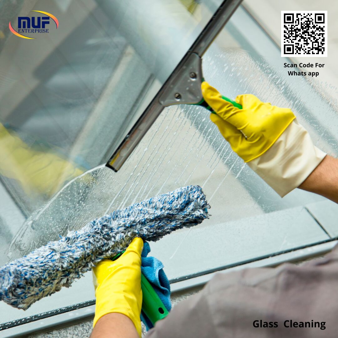 Glass cleaning with squeegee